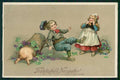 Children Happy New Year Pig Maiale Relief cartolina TC6275 – fronte