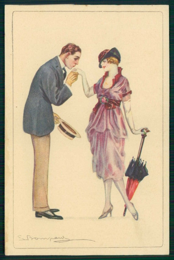 Artist Signed L. Bompard Romantic Couple serie 1684-3 cartolina TC6292 – fronte