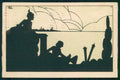 Artist Signed Scattina Art Deco Venezia Silhouette cartolina TC6318 – fronte