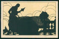 Artist Signed Scattina Art Deco Romantic Couple Silhouette cartolina TC6319 – fronte