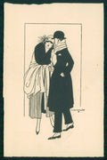 Artist Signed Nanni Art Deco Romantic Couple Silhouette 174 cartolina TC6332 – fronte