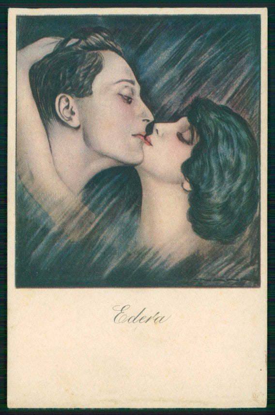 Artist Signed Nanni Art Deco Kissing Couple serie 397-3 cartolina TC6333 – fronte