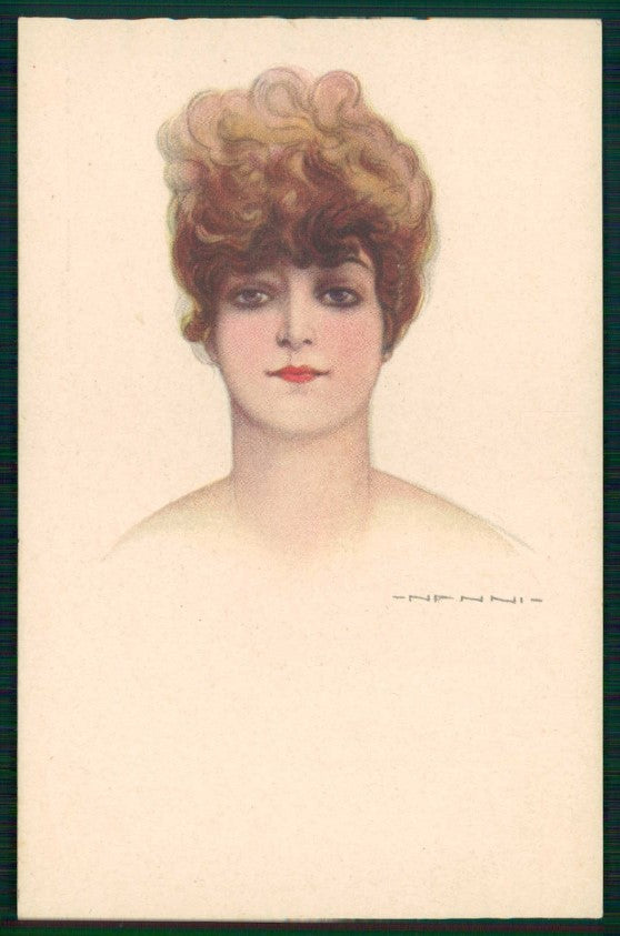 Artist Signed Nanni Art Deco Glamour Lady serie 308-5 cartolina TC6340 – fronte