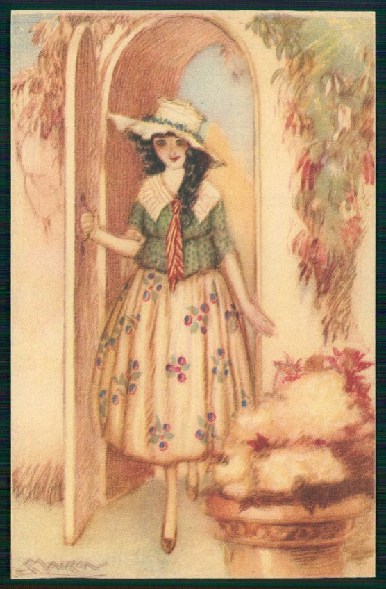Artist Signed Mauzan Glamour Fashion Lady serie 247-2 cartolina TC6343 – fronte