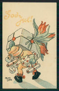 Artist Signed Adina Sand Sverige Art Deco Christmas mini cartolina TC6365 – fronte
