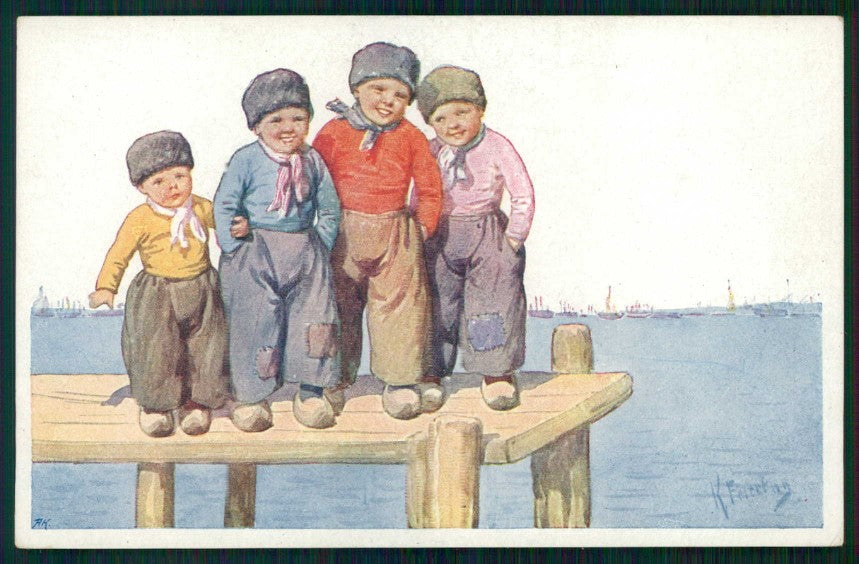 Artist Signed Feiertag Dutch Children B K W I serie 692-2 cartolina TC6376 – fronte
