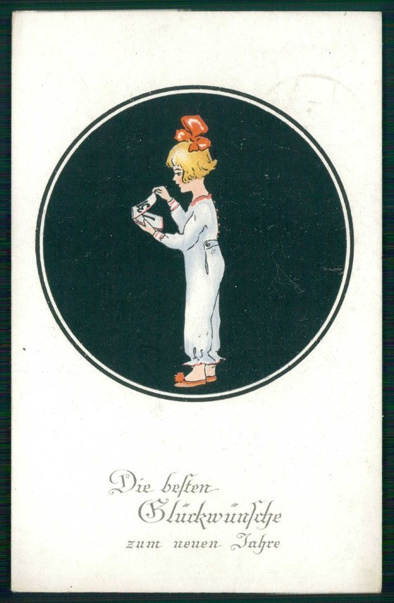 Artist Signed Art Deco Girl Christmas Dondorf serie 862 cartolina TC6430 – fronte