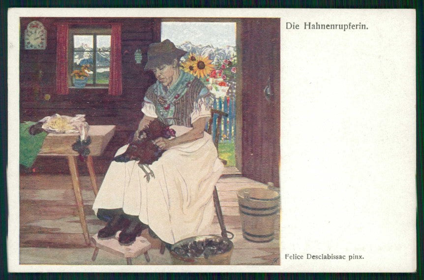 Artist Signed Felice Desclabissac Lady B K W I serie 506-4 cartolina TC6467 – fronte