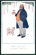 Artist Signed V. Nahlicka Christmas Man Natale cartolina TC6473 – fronte