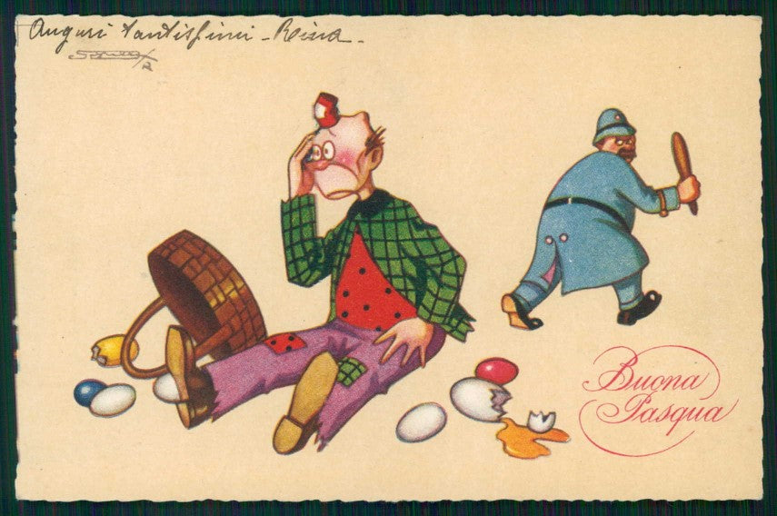 Artist Signed Sgrilli Fortunello Pasqua Easter serie 2104-1 cartolina TC6481 – fronte