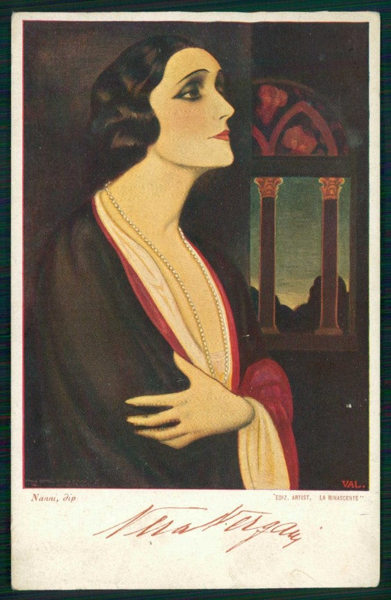 Artist Signed Nanni Art Deco Vera Vergani Attrice cartolina TC6482 – fronte