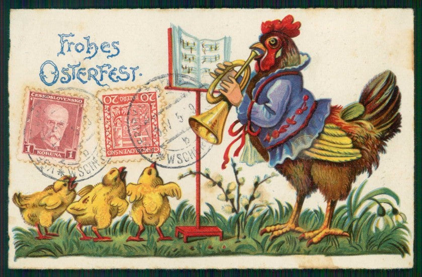 Easter Dressed Hen Chick Pasqua serie 7541 cartolina TC6493 – fronte