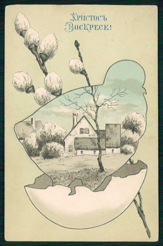 Easter Chick Landscape ERIKA serie 2926 cartolina TC6498 – fronte