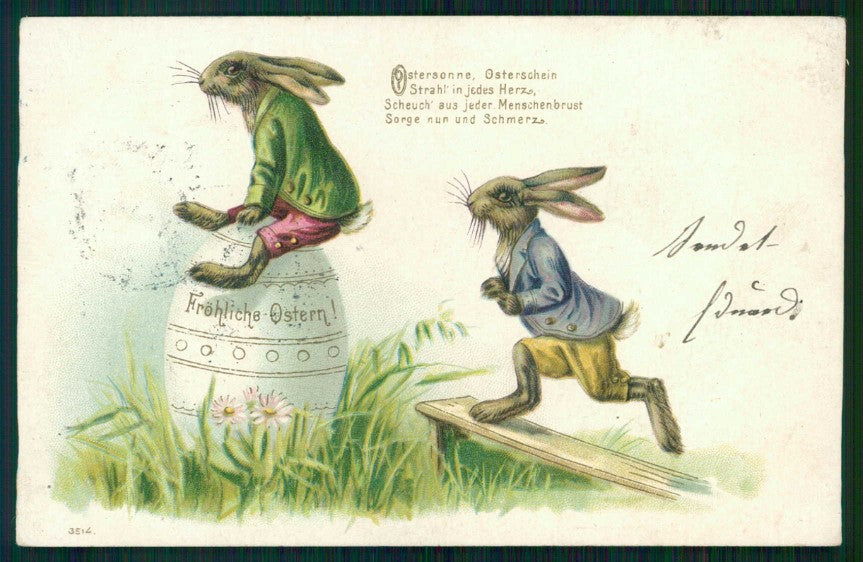Easter Dressed Rabbit Egg Buona Pasqua serie 3514 cartolina TC6510 – fronte