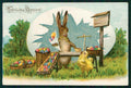 Easter Humanized Rabbit Chick Egg Buona Pasqua serie 1121 cartolina TC6522 – fronte