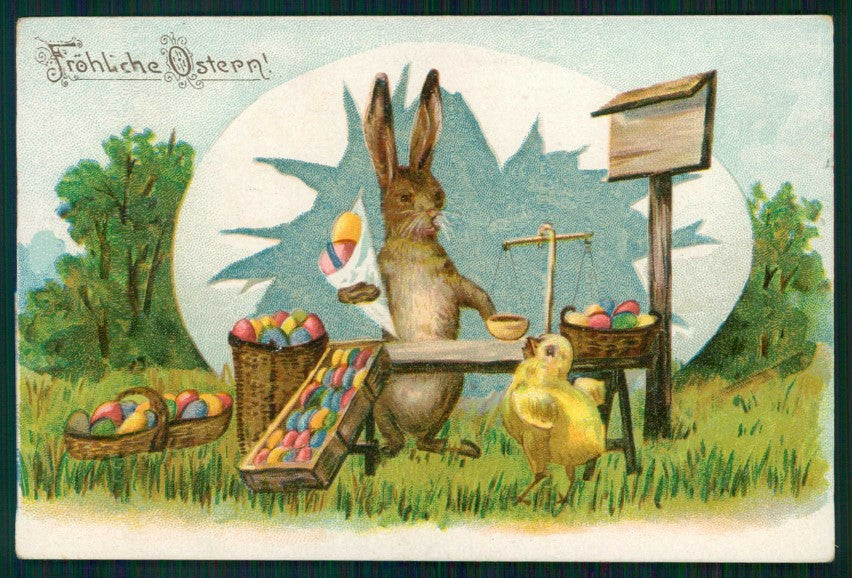 Easter Humanized Rabbit Chick Egg Buona Pasqua serie 1121 cartolina TC6522 – fronte