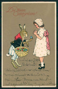 Easter Dressed Rabbit Girl Buona Pasqua ERIKA serie 5183 cartolina TC6533 – fronte