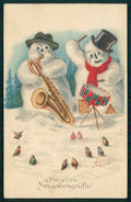 Happy New Year Christmas Snowman serie 143 cartolina TC6552 – fronte