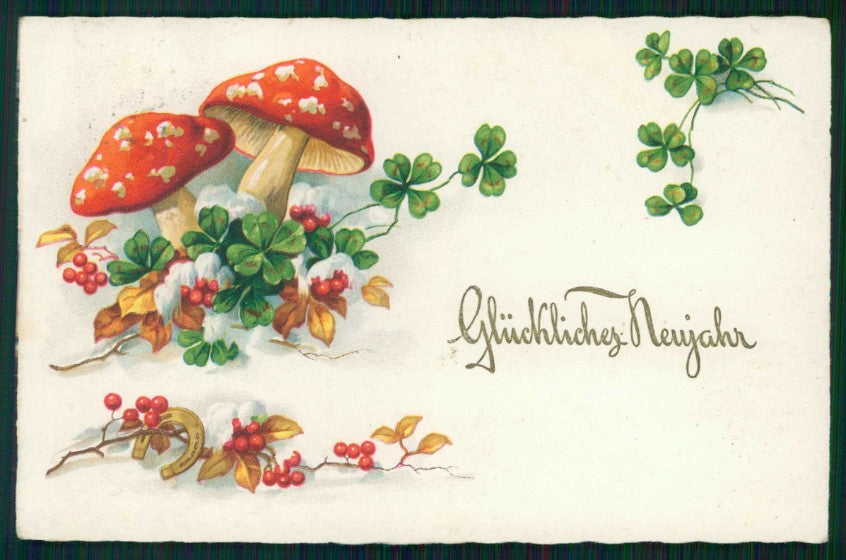 Buon Anno Happy New Year Mushroom Four Leaf Clover Good Luck Amag pc TC6562 – fronte