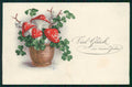 Buon Anno Happy New Year Mushroom Four Leaf Clover WRINKLES CREASED pc TC6569 – fronte