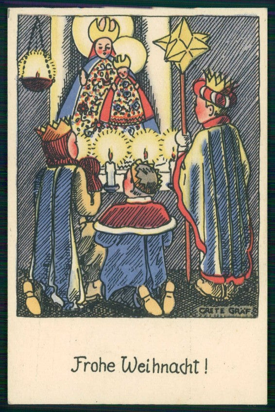 Artist Signed Grete Graf Natale Christmas Re Magi Kings Magi cartolina TC6602 – fronte