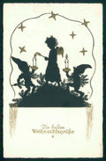Artist Signed Ost Natale Christmas Angel Gnome Zwerge Dwarf Silhouette pc TC6611 – fronte