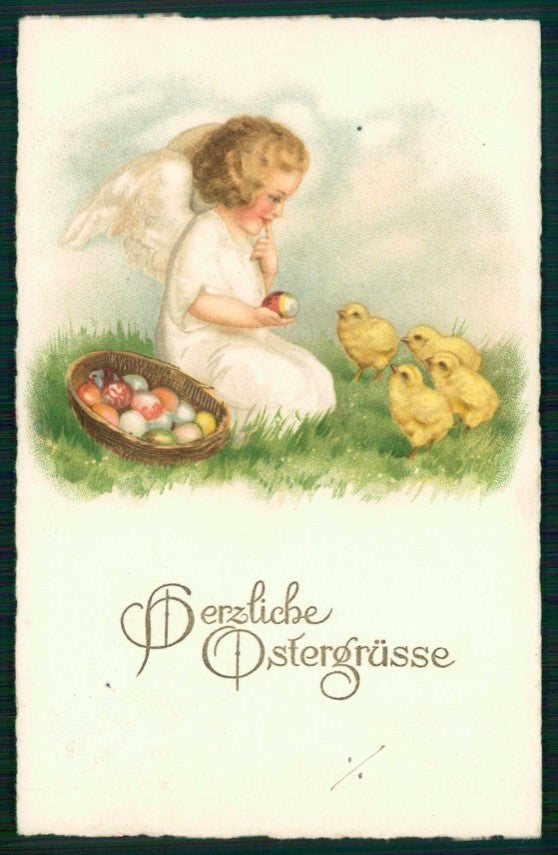 Artist Signed Easter Angel Chick Buona Pasqua cartolina TC6626 – fronte