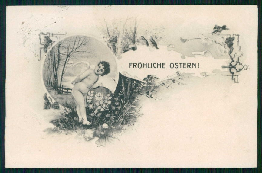 Artist Signed Easter Angel Chick Buona Pasqua cartolina TC6627 – fronte