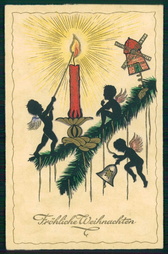 Artist Signed Eva Wahle ? Christmas Angel Silhouette cartolina TC6635 – fronte