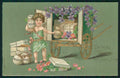 Art Nouveau Angel Purple Violets Relief M S i B 13811 cartolina TC6637 – fronte