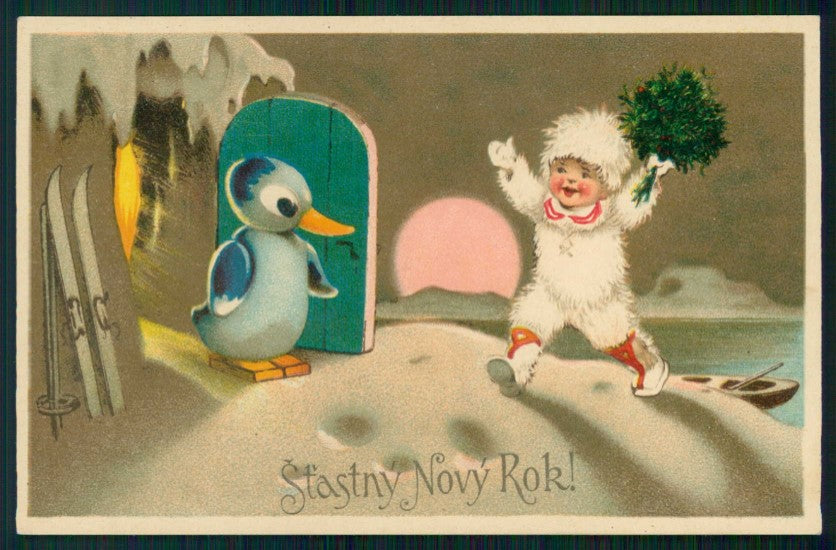 Artist Signed Child Penguin serie 4545 cartolina TC6676 – fronte