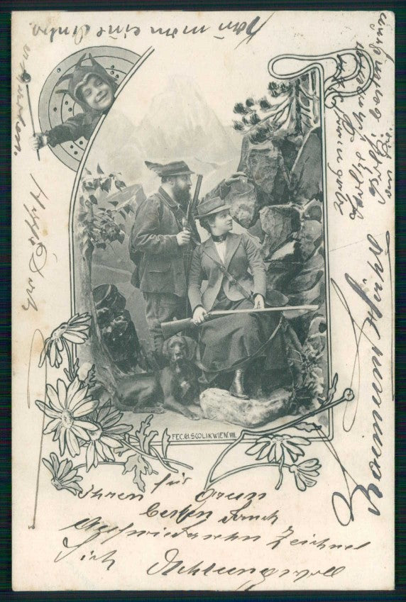 Artist Signed Fec Ch Scolik Wien Hunt Jagd Caccia 833 cartolina TC6690 – fronte