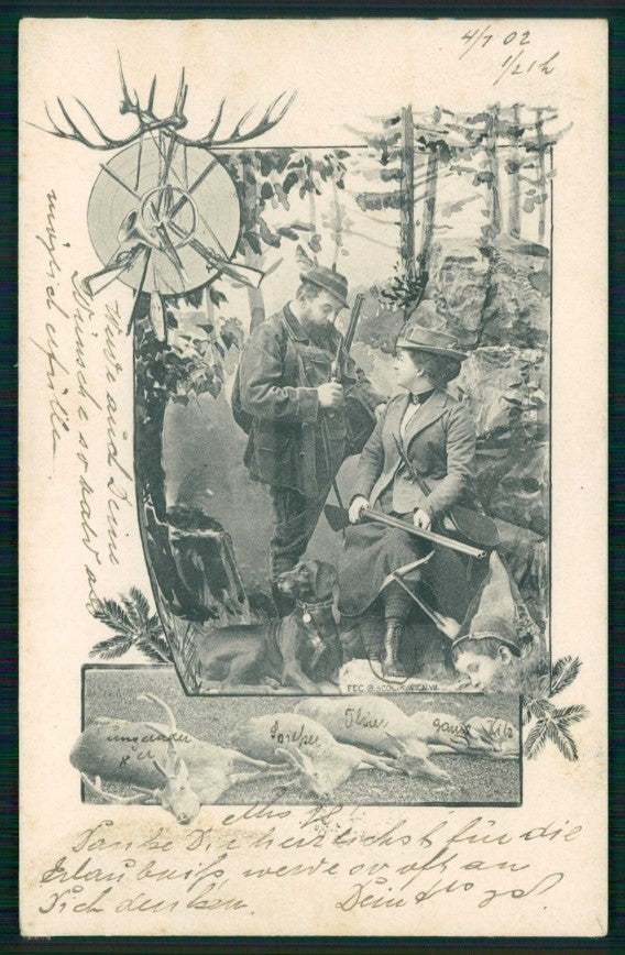 Artist Signed Fec Ch Scolik Wien Hunt Jagd Caccia 833 cartolina TC6691 – fronte