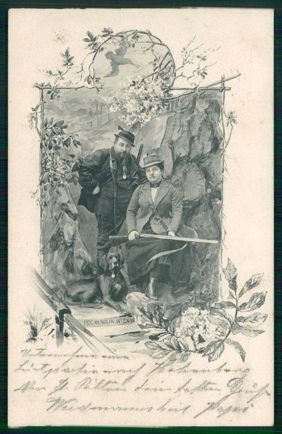 Artist Signed Fec Ch Scolik Wien Hunt Jagd Caccia 833 cartolina TC6692 – fronte