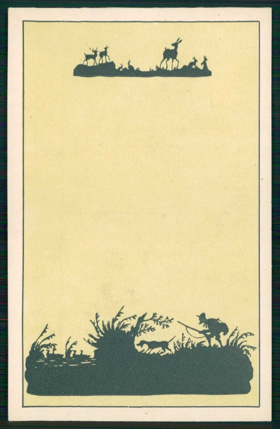 Artist Signed Karl Fröhlich Hunt Jagd Caccia Silhouette cartolina TC6716 – fronte