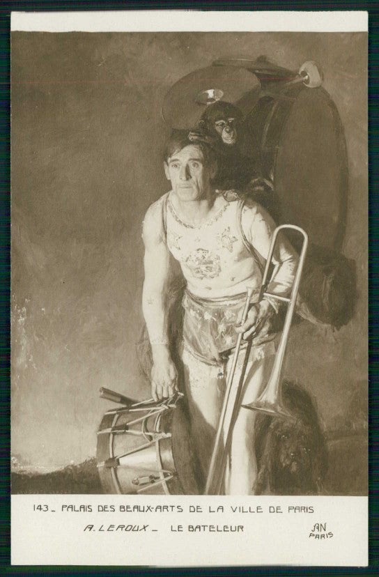 Artist Signed A Leroux Le Bateleur Monkey Scimmia An Paris RPPC cartolina TC6747 – fronte