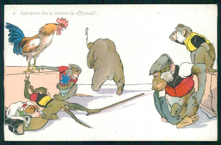 Artist Signed Norfini Monkey Bear Propaganda WWI serie 2766 cartolina TC6755 – fronte