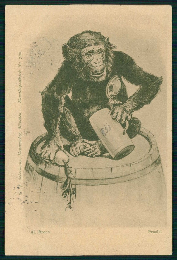Artist Signed Al. Broch Monkey Scimmia Ackermann serie 760 cartolina TC6759 – fronte