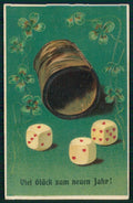 Happy New Year Four Leaf Clover Good Luck Dice Dadi Relief cartolina TC6771 – fronte
