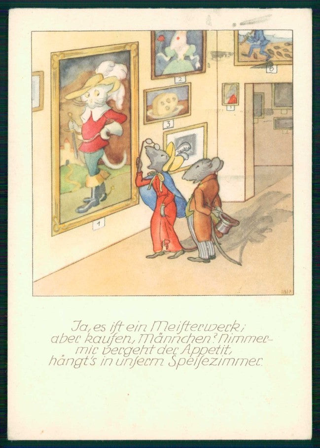 Artist Signed Bohatta Morpurgo Humanized Cat Mouse FG CREASED cartolina TC6814 – fronte