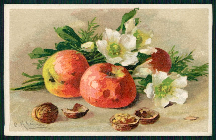 Artist Signed Catherine Klein Apple Fruit cartolina TC6848 – fronte