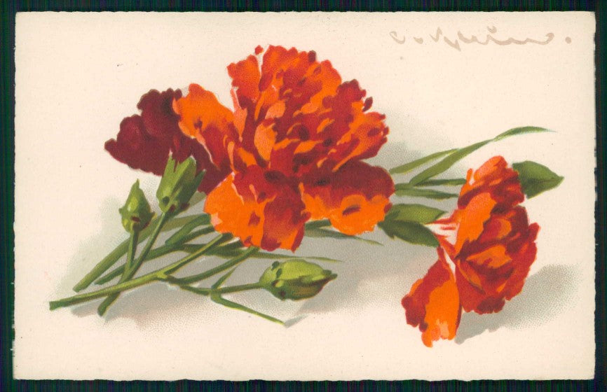Artist Signed Catherine Klein Flowers cartolina TC6880 – fronte