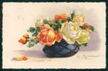 Artist Signed Catherine Klein Rose Flowers cartolina TC6900 – fronte