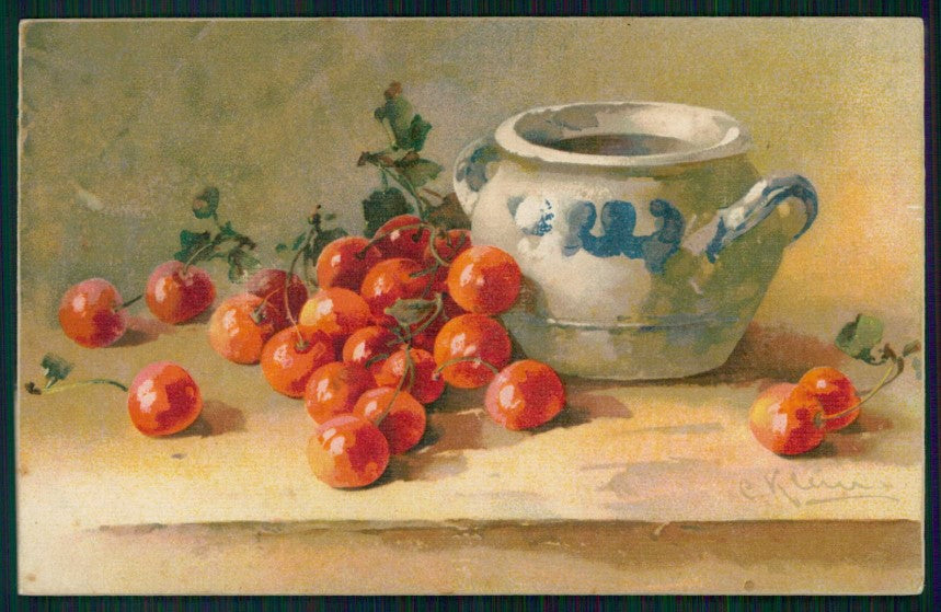Artist Signed C. Klein Fruit Cherries Ciliegie Studien serie cartolina TC6919 – fronte