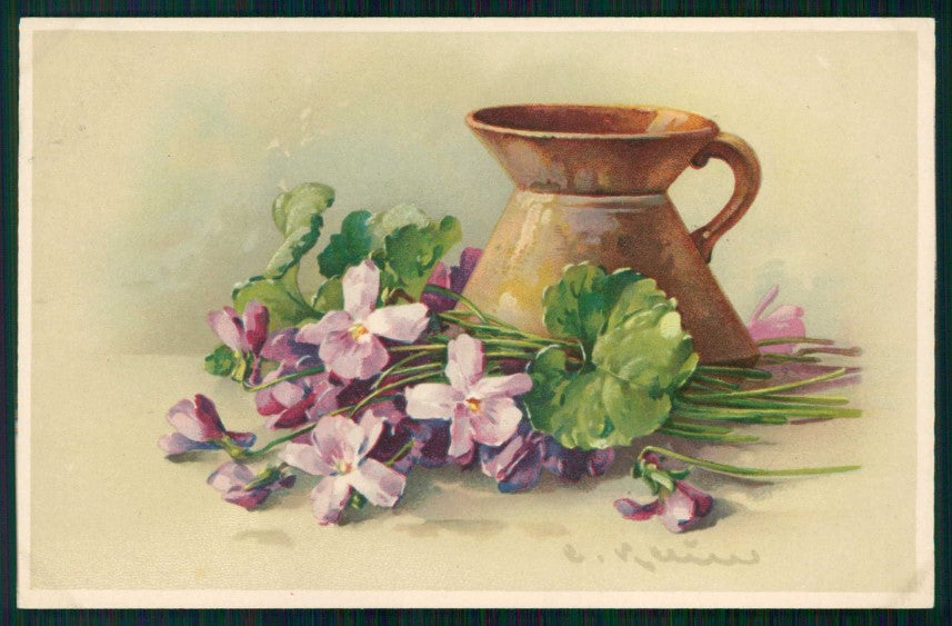 Artist Signed C. Klein Purple Violet Flowers T S N serie 1042 cartolina TC6952 – fronte