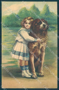 Animals Dog Saint Bernard Child Girl ATM 7625 cartolina postcard TW1062 – fronte