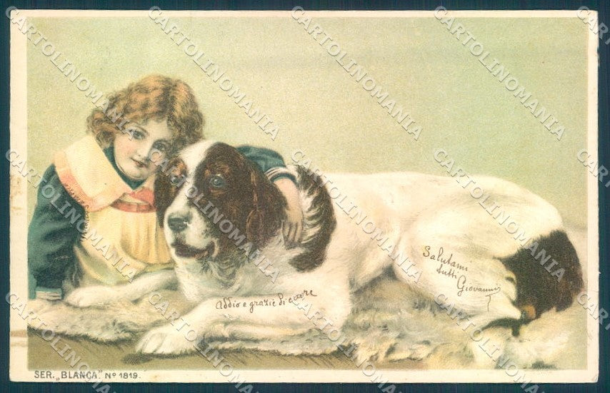 Animals Dog Saint Bernard Child serie Blanca 1819 Relief postcard TW1073 – fronte