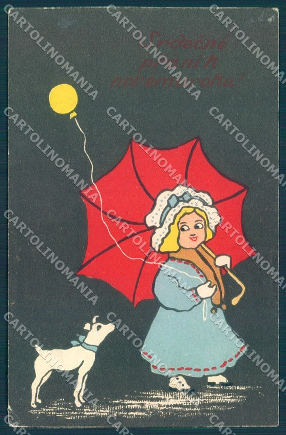 Animals Dog Child Girl Caspari ? HWB 1267 cartolina postcard TW1078 – fronte