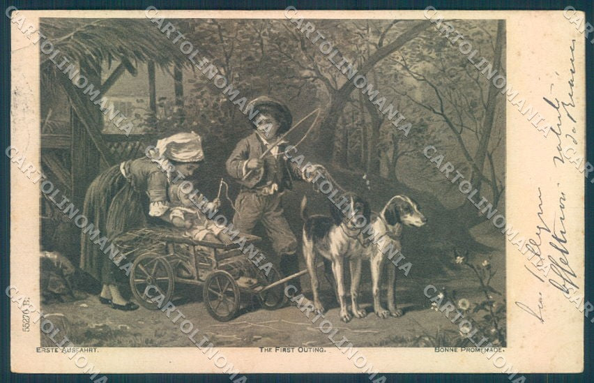 Animals Dog Hunting Children Erste Ausfahrt TEAR postcard TW1079 – fronte