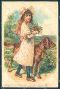 Animals Dog Irish Setter Lady Flowers cartolina postcard TW1087 – fronte